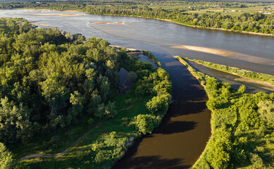 The Pilca River flowing into the Wisła River, Masovia, central Poland