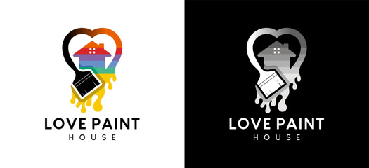 Design a wall paint brush logo or house paint with the concept of creative love