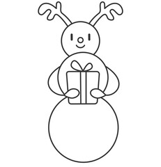 decoration for Christmas - a snowman. a snowman with deer antlers and a gift in his hands