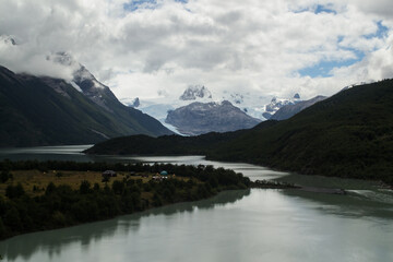 Naklejka na ściany i meble River leading to lake Dickson in Chile