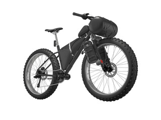 Fototapeta na wymiar 3d illustration of black mountain sports bike for extreme travel on white background no shadow