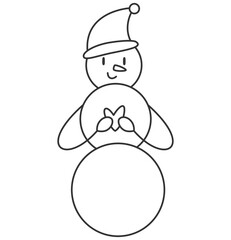 decoration for Christmas - a snowman. a snowman in a Santa Claus hat and with a heart in his hands