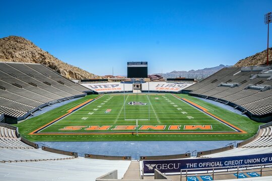 Aerial shot of the Sun Bowl football Stadium in El Paso Texas