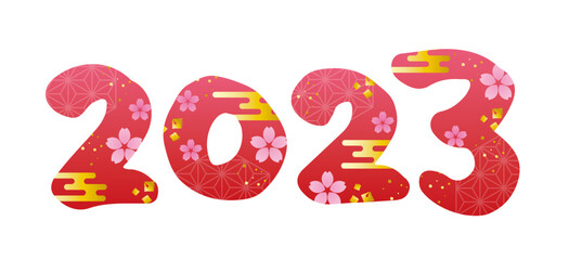 2023　和風　素材　ベクター 　ピンク