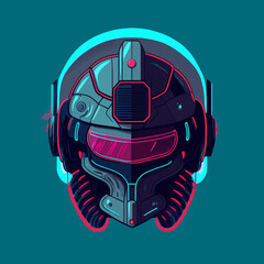 Mysterious futuristic cyberpunk helmet- the astronaut character