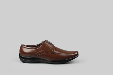 Men's formal leather Shoes isolated on gray background	
