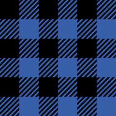 Tartan Cloth Pattern. Checkered plaid vector illustration. Simple seamless background of Scottish style for modern designs. For wallpapers, textiles, decorations, and packings. Black and blue colors