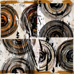 Fotobehang abstract grunge background, composition with semicircles, paint strokes and splashes © Kirsten Hinte