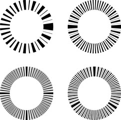 Lines in Circle Form . Vector Illustration .Technology round Logo . Circular Design element for patterns , backgrounds , brochures, posters . Abstract concentric stripes Geometric shape .