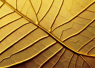 Fototapeta premium AI generated digital art of golden leaf texture