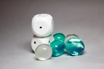 Backgammon dice with bokeh effect