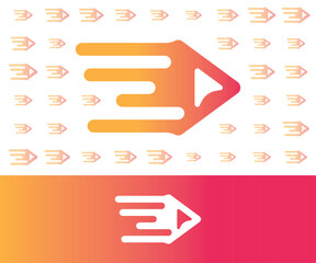 Fast Media Play Button Trail Orange Gradient Logo Icon for Brand Identity