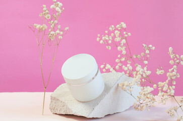 Moisturizing cream white packaging mockup. Closed white jar of body moisturizer