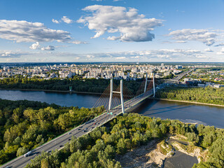 Siekierkowski Bridge in Warsaw, late summer, Poland