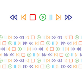 Multicolor Thin Line Vector Play Pause Stop Rewind Minimal Vector Media Logo Icon Music Player Control Menu Buttons