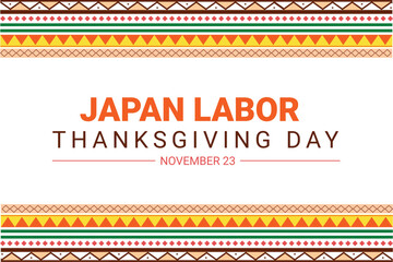 Japan Labor Thanksgiving Day holiday background in traditional border design and colors. Federal holiday of Japan labor day vector design