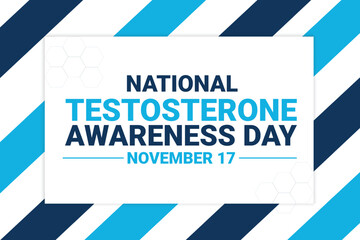 National testosterone Awareness Day background in blue color with replaceable typography and design. Testosterone awareness day backdrop