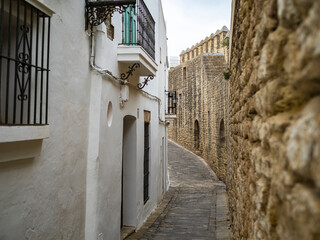 Fototapeta premium Vejer de la Frontera is a white village in the province of Cadiz, Andalusia, Spain. Typical street of the white village.
