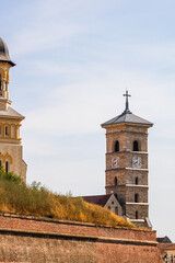 Obraz premium Architectural details of cathedral. View of church in Alba Iulia, Romania, 2021.