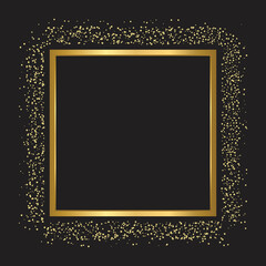 Golden glitter empty frame backgroundVector golden frame with lights effects. Shining rectangle banner. Vector illustration, eps 10.