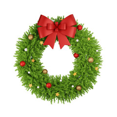 Fototapeta na wymiar Christmas wreath 3d illustration isolated. Merry Christmas. New year and happy new year. PNG file