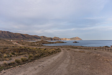 Fototapeta na wymiar Scenic view of the coastline in the area of Cabo de Gata in Spain