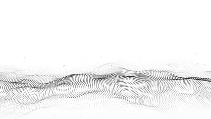 Futuristic technology. Digital cyberspace. Abstract vector wave with moving particles. Big data analytics.