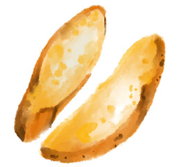 Fries potato wedge thick cut deep fried patatoes watercolor painting illustration art