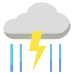 thunder storm flat style icon