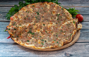 Turkish foods; Turkish pizza -Lahmacun