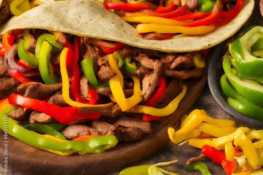 Wall mural a photo of fajitas, a food item from tex-mex cuisine