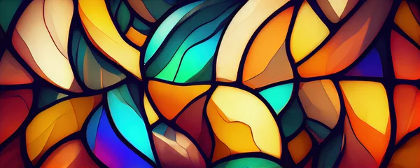 Crédence de cuisine en verre imprimé Coloré stained glass, fractal, patterns, shapes, rainbow, colours, banner, background, random