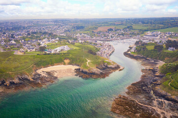 Port breton de Dahou&euml;t sur la commune de Pleneuf Val-Andr&eacute;, vu de drone