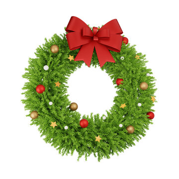 Christmas wreath isometric. 3d illustration isolated. Merry Christmas. New year and happy new year. PNG file