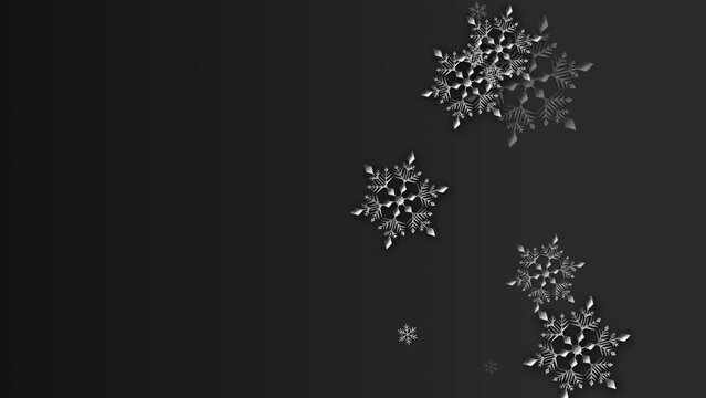 クリスマス 雪の結晶 シルバー 右 大 雪が降る 【背景 グラデーション ダークグレー】