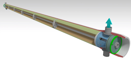 Membrane housing sea water reverse osmosis 3D illustration