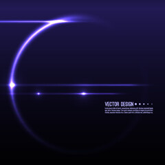 Blue glowing circle and particles on black background. Glittering texture. Vector illustration with sparks in motion. Futuristic techno design.