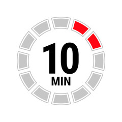 10 minute vector icon, stopwatch symbol, countdown. Isolated illustration with timer.
