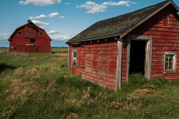 Obraz premium red barn in the countryside