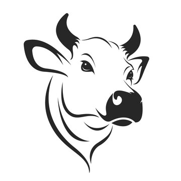 Cow head design isolated on transparent background. Farm Animals.