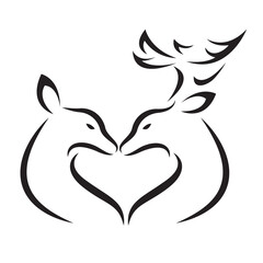 Female deer and male deer design isolated on transparent background. Wild Animals.