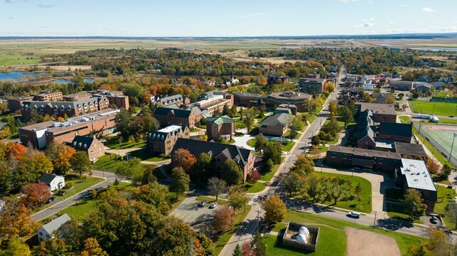 Mount Allison University Campus Drone Aerial Photo - Fall Semester 2022