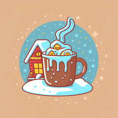 winter cup of coffee christmas Illustration