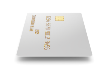 White plastic card with chip isolated. Insert ATM card. 3D rendering.