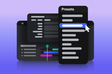 Presets in motion design software. Vector illustration.
