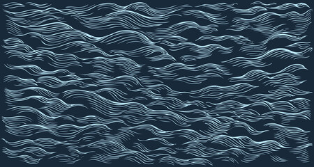 Sea waves. Editable hand drawn illustration. Vector vintage engraving. 8 EPS - obrazy, fototapety, plakaty