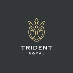 Anchor line with royal crown logo icon design template flat vector