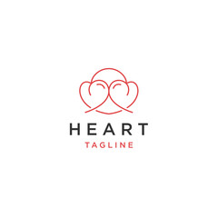 Heart line logo design template flat vector