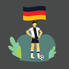 Germany football player flat concept character design
