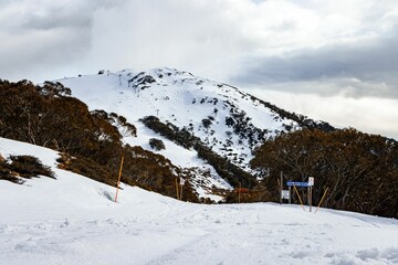 Naklejka premium Snowy Mountain: Mount Buller, Victoria, Australia